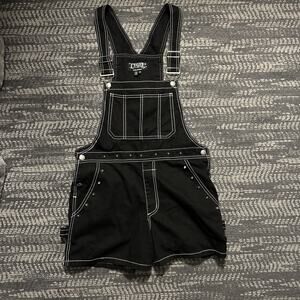 Tripp NYC Daang Goodman Black Spike Studded XS Overalls Shortalls Goth Emo